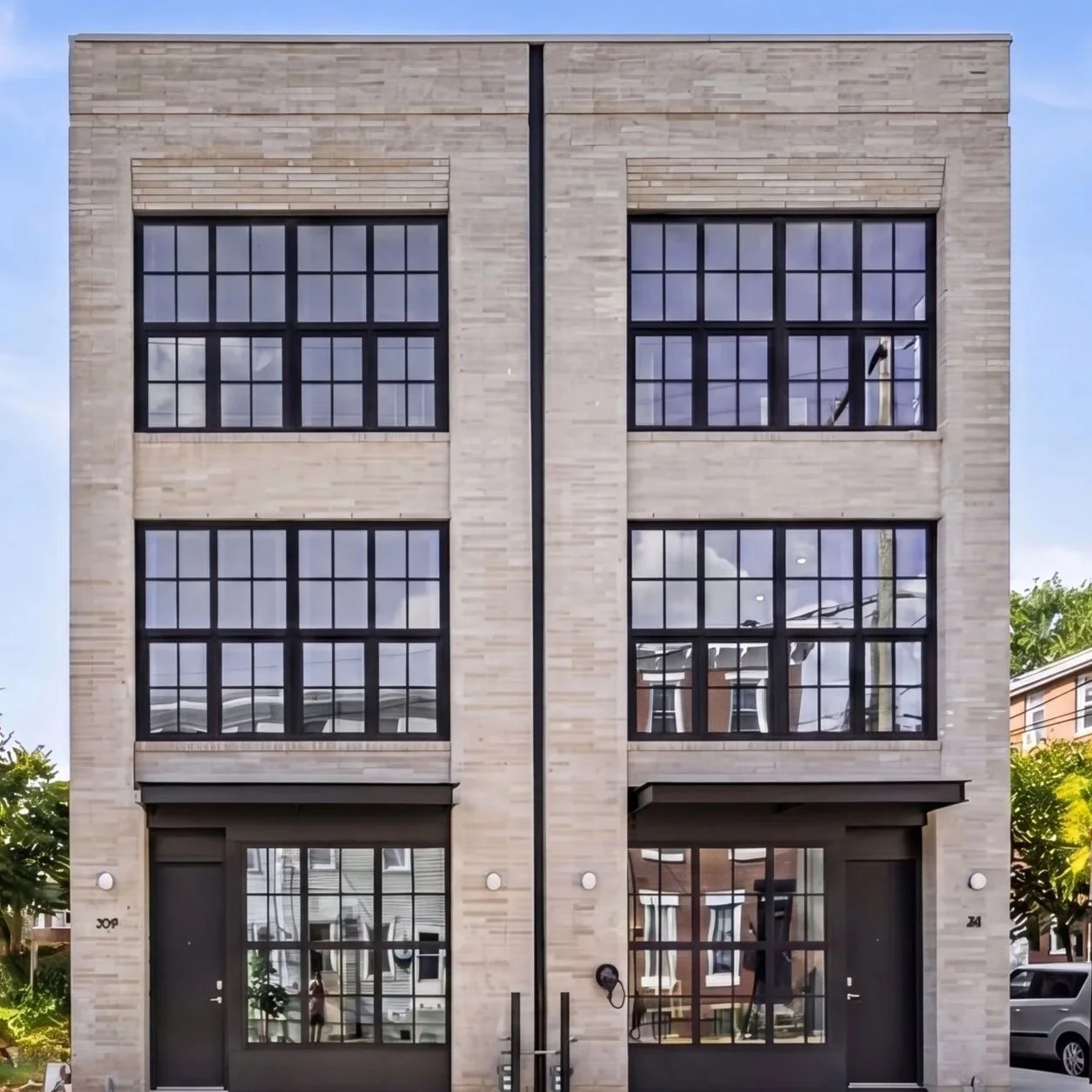 Wildey Street facade in black and white